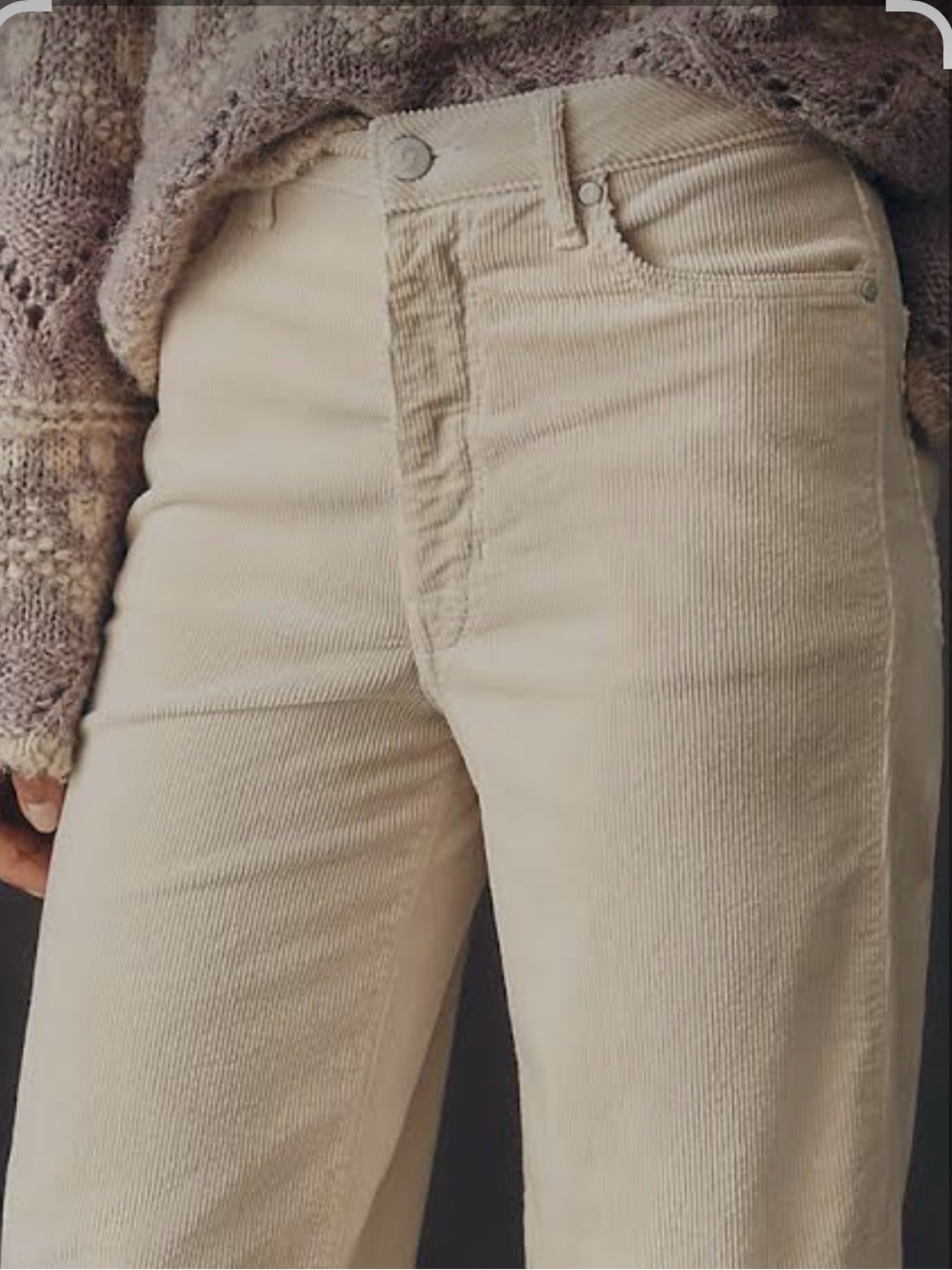 Pilcro The Robbie Wide Leg Corduroy Pants in Ivory - NWT - sz 30